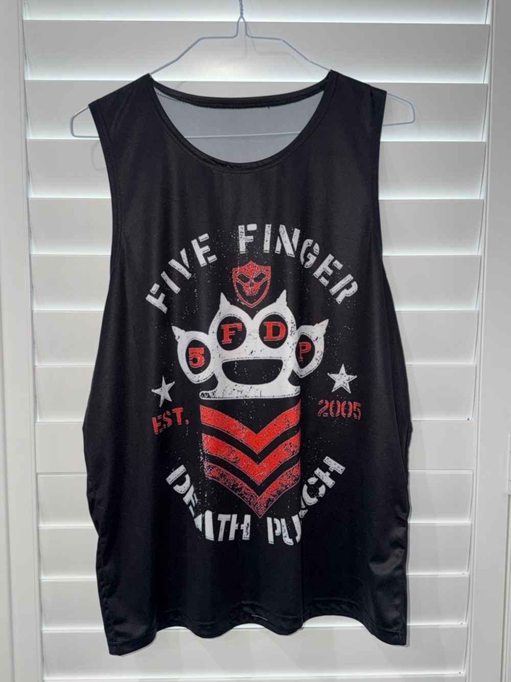NWOT Five Finger Death Punch Black Graphic Muscle Tank - Red & White Logo-2XL